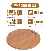 MobFest? Round Thick Reversible Wooden Chopping Board | BPA Free Fruit Vegetable Cutting Board | Natural Bamboo Large Round Cutting Board with Handle | Size - 34 cm-thumb2