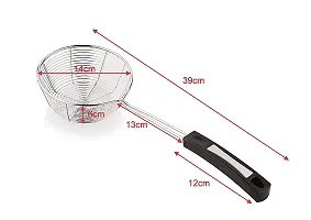 MobFest? Deep Frying Stainless Steel Wire Strainer for Home Kitchen, Snack, Pakora, Poori, Jhara, Jhalni, Charni, Skimmer with Heat Resistant Handle, 15 Inch-thumb1