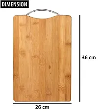 MobFest? Large Size Premium Reversible BPA Free Durable Wooden Kitchen Chopping Cutting Slicing Board with Steel Handle for Fruits Vegetables Meat, 1.8mm Thickness, 36*26 cm-thumb1