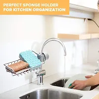 MobFest? Kitchen Sink Caddy Storage Organizer Drainer Caddy for Dishwashing Soap Sponge Holder Faucet Storage Rack-thumb4