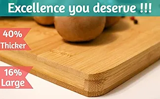 MobFest? Large BPA Free Reversible Natural Bamboo Wooden Fruit Vegetable Serving Chopping Cutting Board with Inbuilt Handle for Kitchen Use, Size- 36*26cm-thumb4