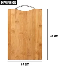 MobFest? Durable Non-Porous Reversible Wooden with Steel Handle Wooden Chopping, Cutting, Slicing Kitchen Board for Vegetables Fruits Meat, Beige (34*24 cm)-thumb3