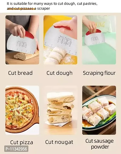 MobFest? Stainless Steel Blade Knife Pastry Cutter Dough Pizza Bread Cake Baking Kitchen Tool Scale Ruler Pasta Scraper, Pack of 1-thumb4