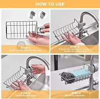 MobFest? Kitchen Sink Caddy Storage Organizer Drainer Caddy for Dishwashing Soap Sponge Holder Faucet Storage Rack-thumb2