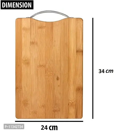 MobFest? Non-Porous BPA Free Durable Reversible Wooden Chopping Board with Steel Handle for Cutting Slicing Chopping Fruits Vegetables Meat, Large Size (366*26 cm)-thumb2