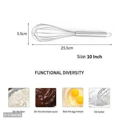 MobFest? Stainless Steel Stirring Balloon Whisk Manual Egg Beater Mixer Kitchen Baking Utensil Cream Butter Whisk - 10 Inch-thumb2