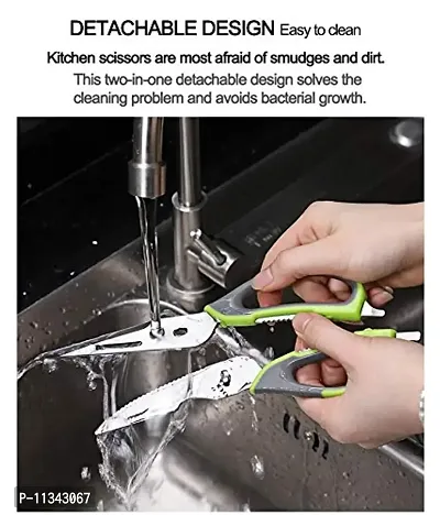 MobFest? 7 in 1 Multi-Purpose Kitchen Scissor for Cutting Meats, Herbs, Vegetables & Sea Food | Multifunctional Scissors with Magnetic Holder, Slicer, Peeler, Nut Cracker & Bottle Opener, 1 Piece-thumb5