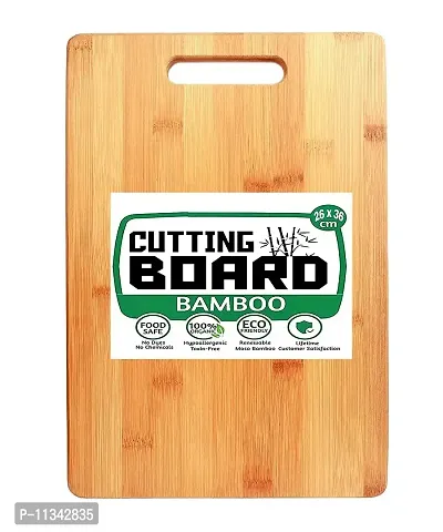 MobFest? Large, Natural Wood, Thick, BPA Free, Reversible, Kitchen Cutting Board, Wooden Chopping Board for Cutting, Slicing, Chopping Vegetables, Fruits & Meat, Size- 36*26 cm-thumb0