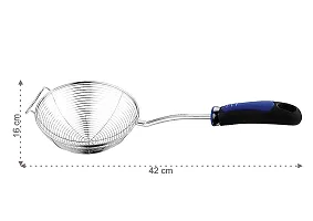 MobFest? Stainless Steel Deep Fry Mesh Skimmer Jhara Puri Oil Strainer with Comfortable Grip Handle, 16 Inch-thumb1