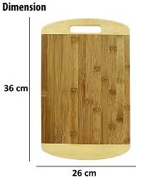 MobFest? Large Reversible Thick Wood Kitchen Reversible Non-Porous Chopping Cutting Slicing Board with Inbuilt Handle for Fruits Vegetables Meat, Beige (36*26 cm)-thumb1