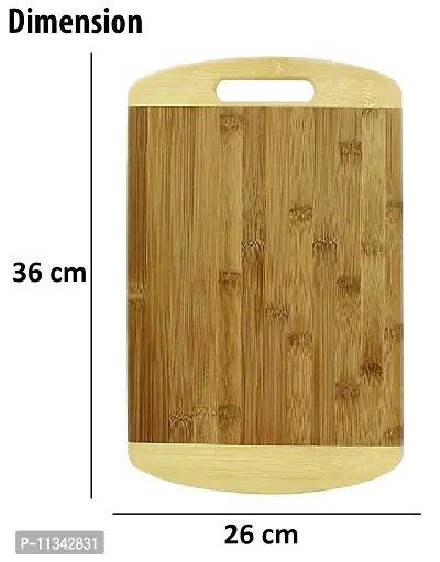 MobFest? Large Reversible Thick Wood Kitchen Reversible Non-Porous Chopping Cutting Slicing Board with Inbuilt Handle for Fruits Vegetables Meat, Beige (36*26 cm)-thumb2