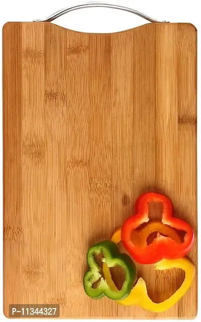 MobFest? Reversible 1.8mm Thick Non-Porous Wooden Kitchen Chopping Cutting Slicing Board with Handle for Fruits Vegetables Meat, Beige, Large Size (36*26 cm)