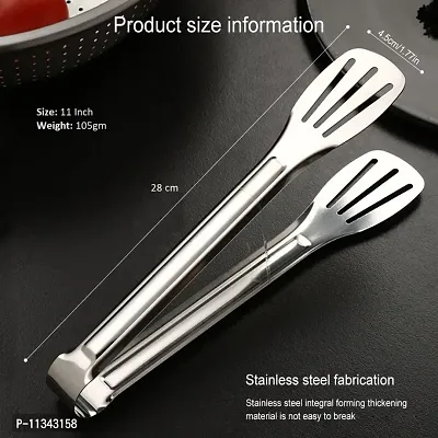 MobFest? Stainless Steel Cooking Tong for Cooking Frying Grilling Toasting Serving Bread Salads with Vinyl Coated Handle, Food Clip, Kitchen Tool - 11 Inch-thumb2