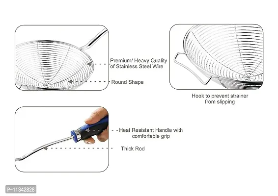 MobFest? Skimmer Ladle Wire Strainer Long Handle Deep Frying Food Pasta Spaghetti Noodle Puri Khara Snack Pakoda for Kitchen, 16 Inch-thumb3