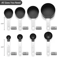 MobFest? Food Grade 8 Pcs Stainless Steel Handle Baking Cake Coffee Measuring Cups and Spoons Kitchen Tool Set, Dishwasher Safe-thumb1