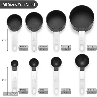 MobFest? Food Grade 8 Pcs Stainless Steel Handle Baking Cake Coffee Measuring Cups and Spoons Kitchen Tool Set, Dishwasher Safe-thumb2