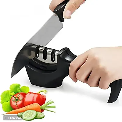 MobFest? Knife Sharpener for All Knifes with 3 Stage Sharpening Tool for Ceramic and Knives (Black)-thumb0
