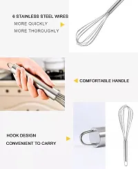 MobFest? Stainless Steel Stirring Balloon Whisk Manual Egg Beater Mixer Kitchen Baking Utensil Cream Butter Whisk - 10 Inch-thumb2