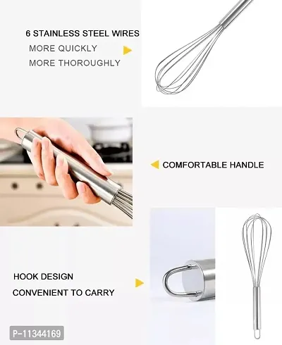 MobFest? Stainless Steel Stirring Balloon Whisk Manual Egg Beater Mixer Kitchen Baking Utensil Cream Butter Whisk - 10 Inch-thumb3