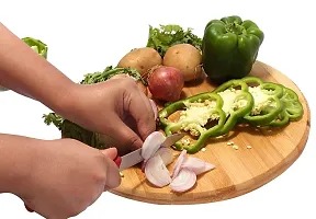 MobFest? Round Reversible Thick Wooden Cutting Board, Vegetable Chopping Board with Handle for Slicing Meat, Vegetables, Cheese and Fruits, 34 cm Size-thumb4