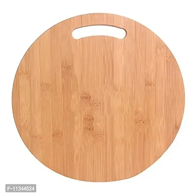 MobFest? BPA Free Reversible Wooden Round Chopping Board / Fruit Vegetable Meat Cutting Slicing Board / Anti-Skid / Size- 34cm-thumb0