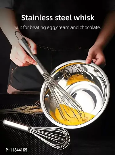 MobFest? Stainless Steel Stirring Balloon Whisk Manual Egg Beater Mixer Kitchen Baking Utensil Cream Butter Whisk - 10 Inch-thumb5