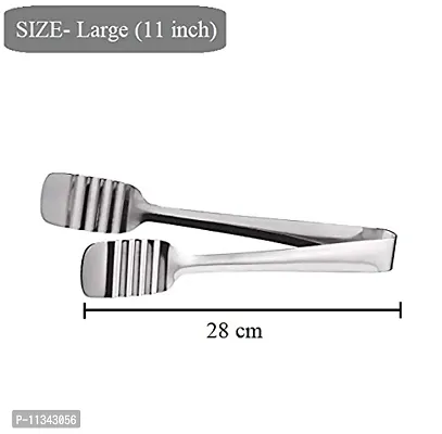 MobFest? Stainless Steel Chimta for Kitchen Use, Roti, Chapati, Paratha Food Tong Pakkad Sansi for Cooking Serving Kitchen Tool, 11 Inch, Silver-thumb2