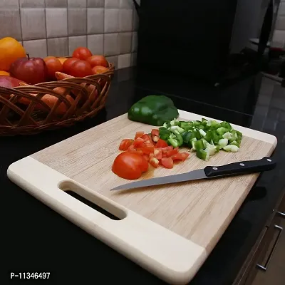 MobFest? Large Durable Reversible Eco-Friendly 1.8mm Thick Wooden Bamboo Kitchen Chopping Cutting Slicing Board with Inbuilt Handle for Fruits Vegetables Meat (36*26 cm)-thumb0