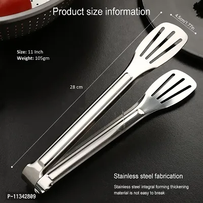 MobFest? Stainless Steel with Vinyl Coated Handle Clip Tong Kitchen for Cooking Frying Toasting Serving Salad Grilling Barbecue BBQ, 11 inch (1)-thumb2