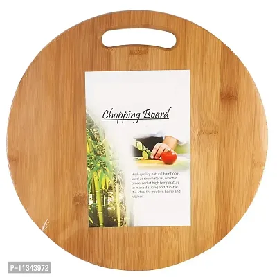 MobFest? Large Reversible Natural BPA Free Anti-Skid Round Chopping Board/Cutting Board for Slicing Chopping Cutting Vegetables, Fruits, Meat, 34 cm-thumb0