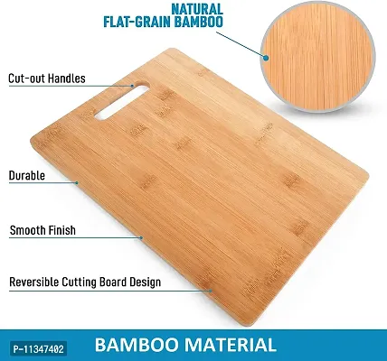 MobFest? Durable Reversible BPA Free Eco-Friendly Natural Bamboo/Wooden Chopping Cutting Board with Inbuilt Handle, Large Size- 36*26cm-thumb3