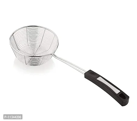 MobFest? Deep Frying Stainless Steel Wire Strainer for Home Kitchen Use, Snack, Pakora, Poori- Jhara | Jhalni | Charni Bhajiya Noodles Vegetables Skimmer with Heat Resistant Handle, 15 Inch