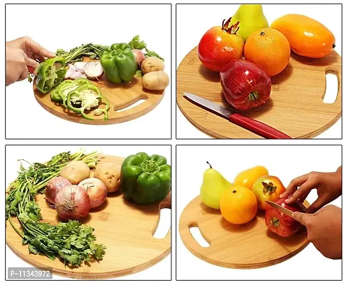 MobFest? Large Reversible Natural BPA Free Anti-Skid Round Chopping Board/Cutting Board for Slicing Chopping Cutting Vegetables, Fruits, Meat, 34 cm-thumb4