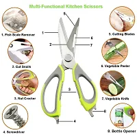 MobFest? 7 in 1 Multi-Purpose Kitchen Scissor for Cutting Meats, Herbs, Vegetables & Sea Food | Multifunctional Scissors with Magnetic Holder, Slicer, Peeler, Nut Cracker & Bottle Opener, 1 Piece-thumb1