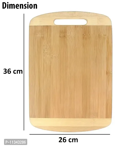 MobFest? Eco-Friendly Durable Non-Skid Reversible Bamboo/Wooden Chopping Slicing Cutting Board for Kitchen with 1.8mm Thickness, (Size- 26 x 36cm), Beige-thumb2