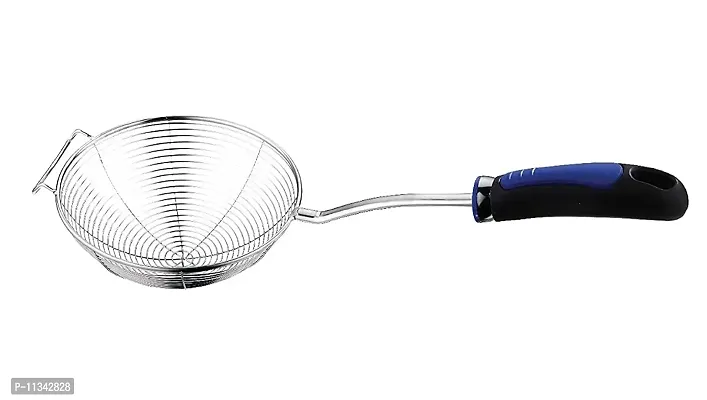 MobFest? Skimmer Ladle Wire Strainer Long Handle Deep Frying Food Pasta Spaghetti Noodle Puri Khara Snack Pakoda for Kitchen, 16 Inch