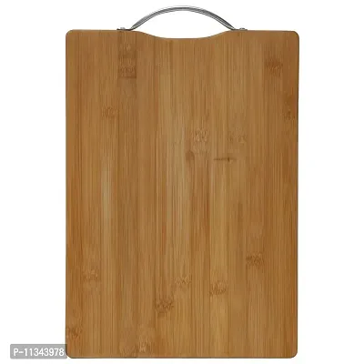 MobFest? Large Size Premium Reversible BPA Free Durable Wooden Kitchen Chopping Cutting Slicing Board with Steel Handle for Fruits Vegetables Meat, 1.8mm Thickness, 36*26 cm