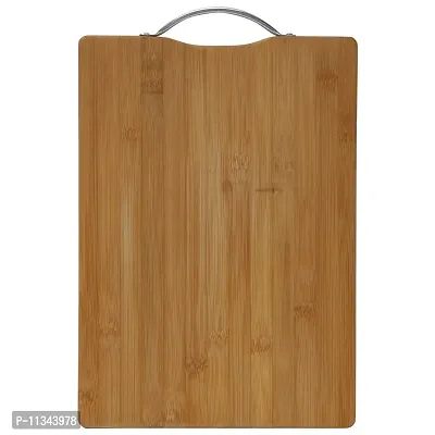 MobFest? Large Size Premium Reversible BPA Free Durable Wooden Kitchen Chopping Cutting Slicing Board with Steel Handle for Fruits Vegetables Meat, 1.8mm Thickness, 36*26 cm-thumb0