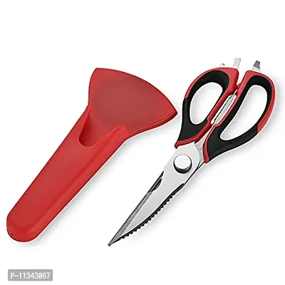 MobFest? 7 in 1 Multi-Purpose Kitchen Scissor for Cutting Meats, Herbs, Vegetables & Sea Food | Multifunctional Scissors with Magnetic Holder, Slicer, Peeler, Nut Cracker & Bottle Opener, 1 Piece-thumb0