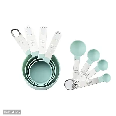 MobFest? Food Grade Baking Measuring Cup & Spoon Set Engraved Measurements Stainless Steel Handle, Rust Proof, Dishwasher Safe, Kitchen Tool Set, 8 Piece