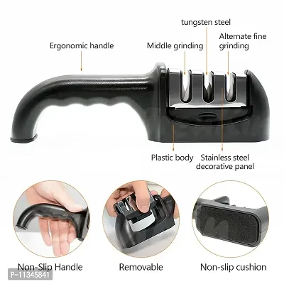 MobFest? Knife Sharpener for All Knifes with 3 Stage Sharpening Tool for Ceramic and Knives (Black)-thumb4