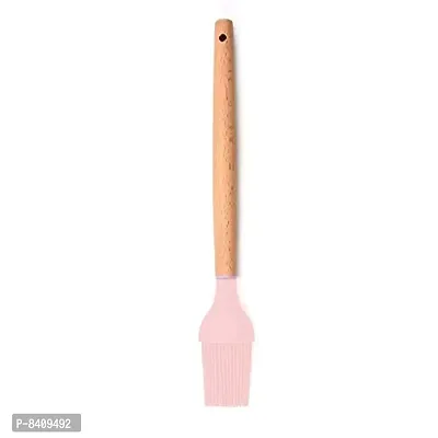 Pastry Brush with Wood Handle Special for Cake Mixer, Grilling, Tandoor, Cooking Silicone Flat Pastry Brush-thumb0