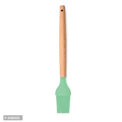 Large Silicone Flexible Heat Resistant Basting Brush with Wood Handle for Cooking, Baking, for Non Stick Cookware Silicone Flat Pastry Brush