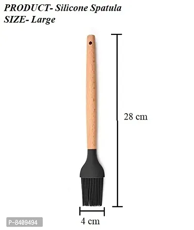 Pastry Brush with Wood Handle Special for Cake Mixer, Grilling, Tandoor, Silicone Flat Pastry Brush-thumb2