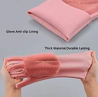 MobFest? Cleaning Sponge Gloves, Dishwashing Gloves, Silicone Reusable Cleaning Brush Heat Resistant Scrubber Gloves for Housework, Kitchen Clean Wet and Dry Glove Set&nbsp;&nbsp;(Free Size 1 Pair)-thumb1