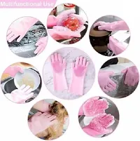 MobFest? Cleaning Sponge Gloves, Dishwashing Gloves, Silicone Reusable Cleaning Brush Heat Resistant Scrubber Gloves for Housework, Kitchen Clean Wet and Dry Glove Set&nbsp;&nbsp;(Free Size 1 Pair)-thumb4