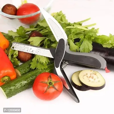 MobFest&reg; Clever Cutter 2 in 1 Food Chopper Vegetable  Fruit Cutter Kitchen Scissors Knife Chopping Cutting Board, Pack of 1
