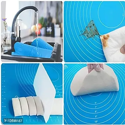 MobFest Food Grade BPA Free Silicone Baking Mat Stretchable Reusable Nonstick Fondant Rolling Sheet, 48x38cm, Multicolor-thumb2