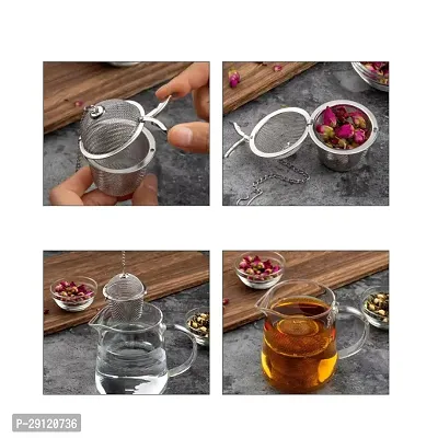 KitchenFest Stainless Steel Tea Infuser Filter for Green Tea Loose Leaf Tea with Chain and Hook | Rust-Free Locking Infuser Basket (Pack of 1)-thumb4