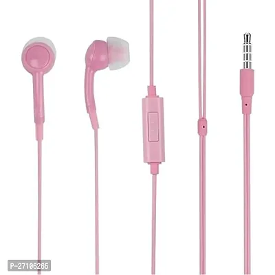 Stylish Pink Headphones Wired - 3.5 MM Single Pin With Microphone In-ear Headset-thumb0